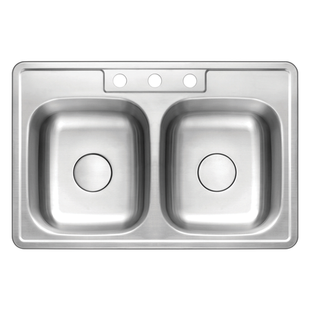 H-202-Di Double Equal Bowl Drop In18G S/Steel Hive Sink 9" Deep